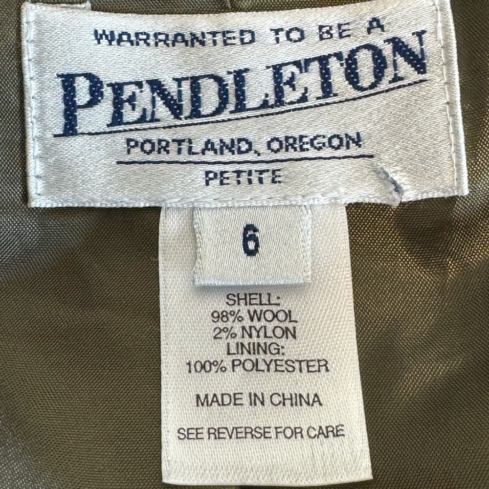 Pendleton Petite Floral Olive Green Wool Blend Jacket Size 6 - Picture 5 of 7
